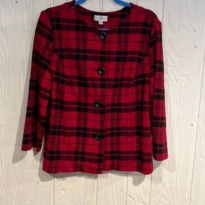 Studio WORKS RED AND BLACK BUFFALO PLAID STRETCHY BLAZER SIZE XL